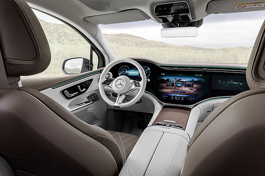 Mercedes-Benz EQE SUV Innenraum mit MBUX Hyperscreen in Detailansicht